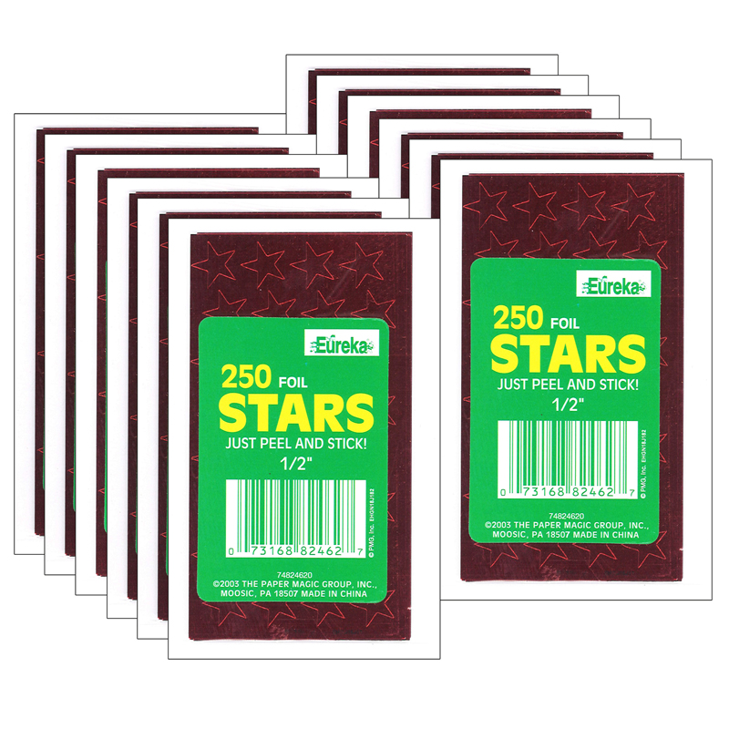 (12 Pk) Stickers Foil Stars .5in