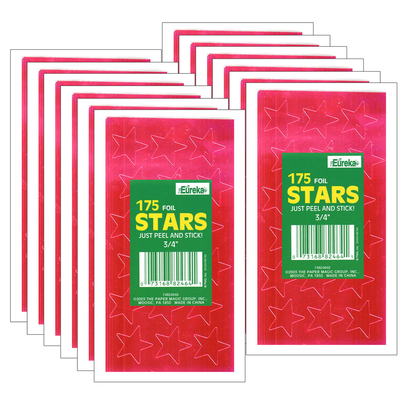 (12 Pk) Stickers Foil Stars .75in