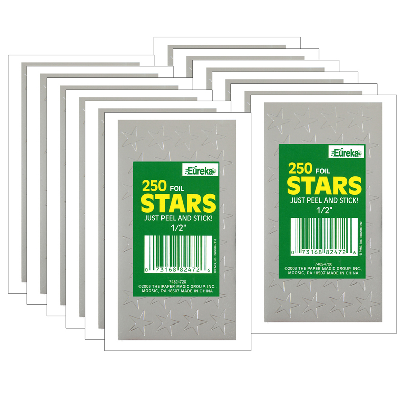 (12 Pk) Stickers Foil Stars .5in