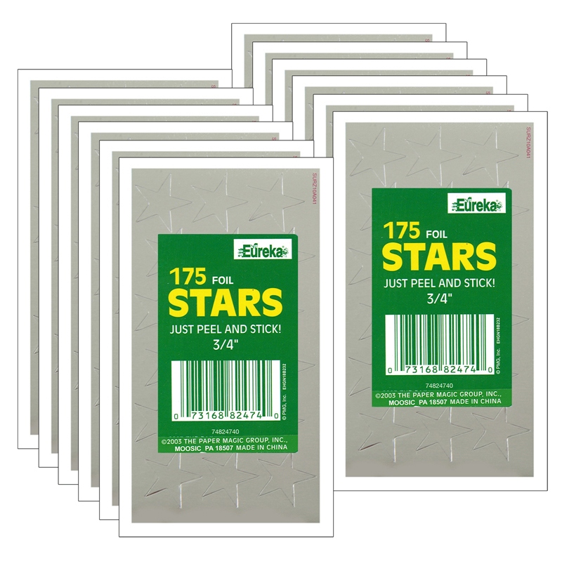 (12 Pk) Stickers Foil Stars .5in