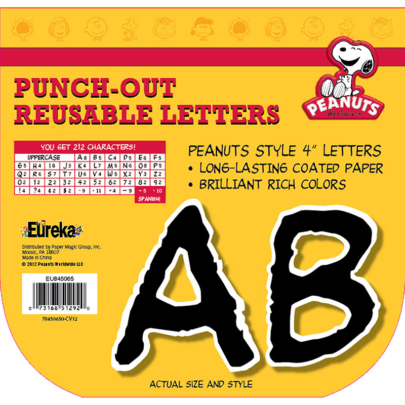 (6 Pk) Peanuts Deco Letters Black