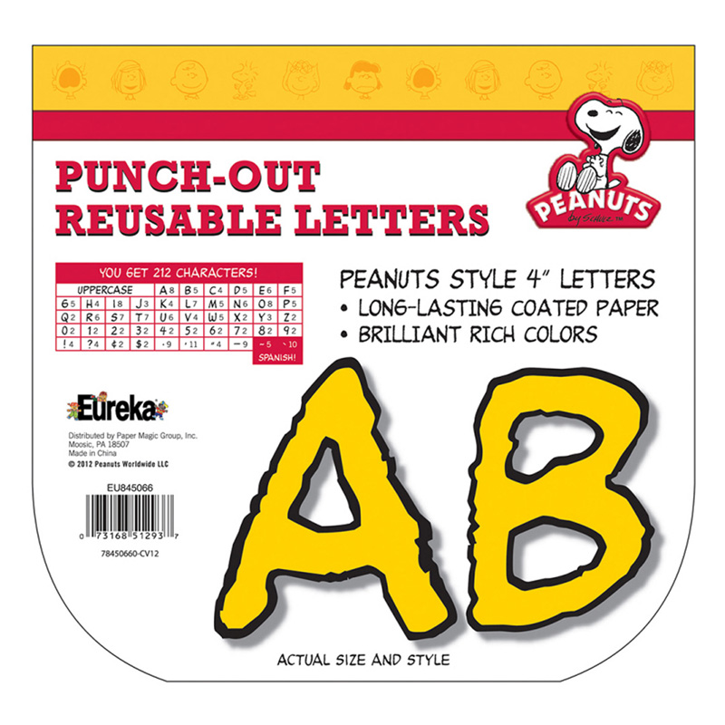 (6 Pk) Peanuts Deco Letters Yellow
