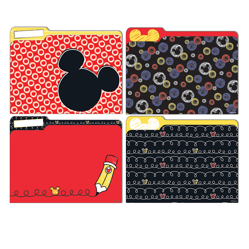 (6 Pk) Mickey Clr Pop File Folders