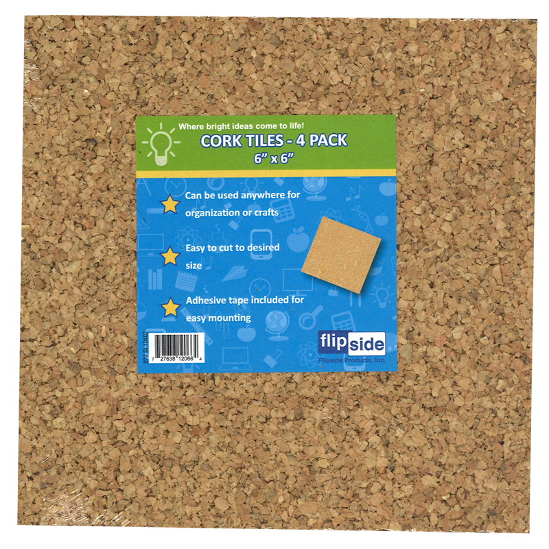 (6 Pk) Cork Tiles 6inx6in 4 Per