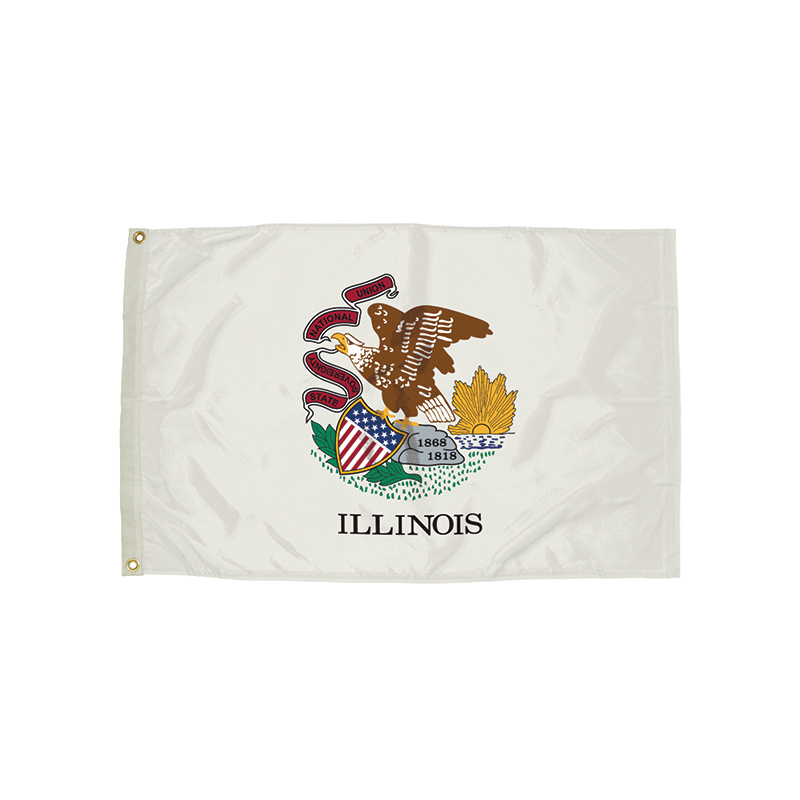 3x5 Nylon Illinois Flag Heading &