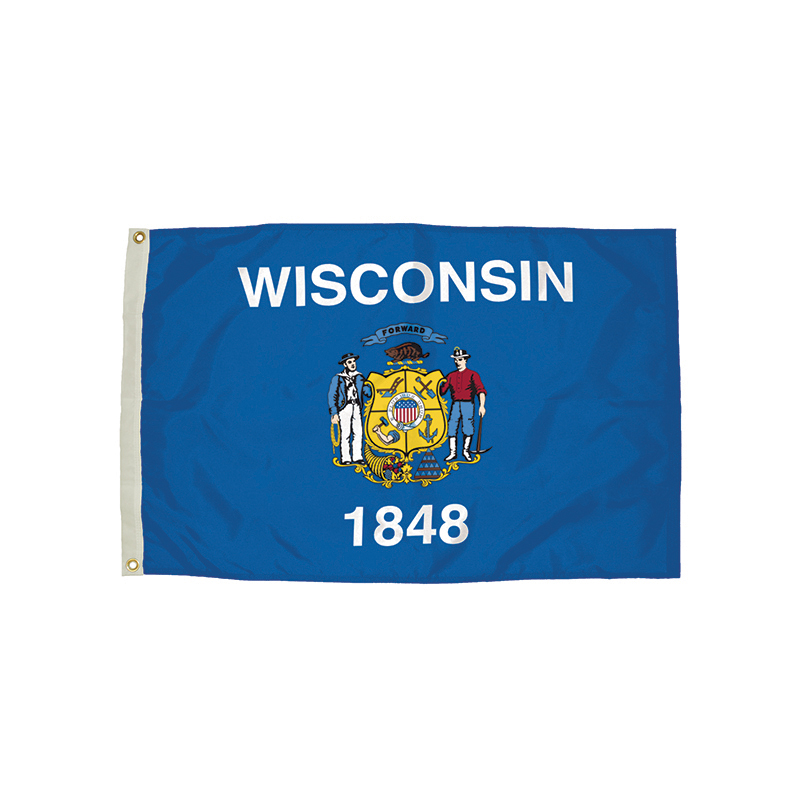 3x5 Nylon Wisconsin Flag Heading &