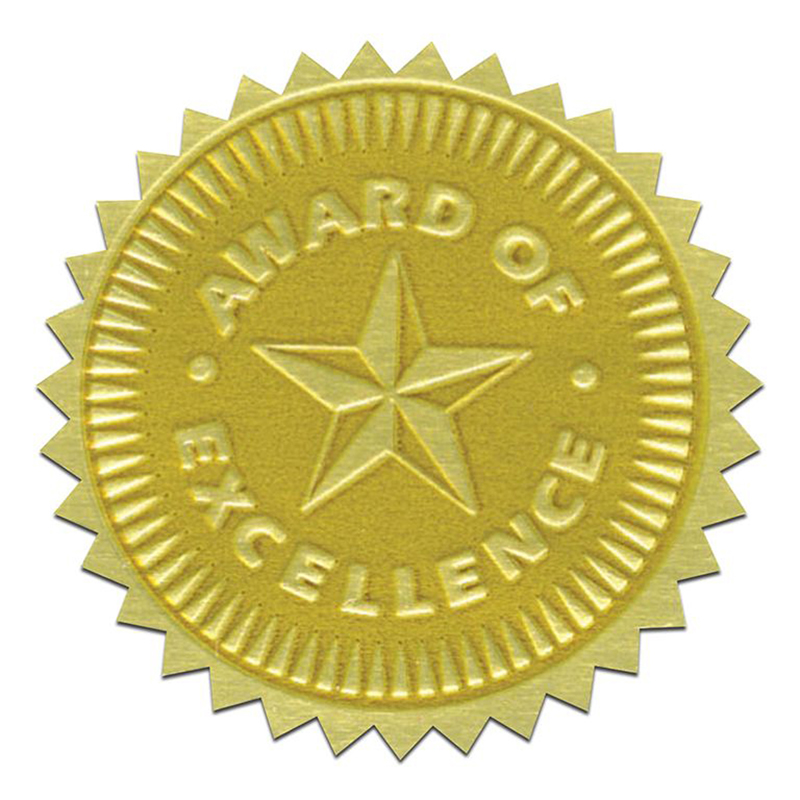 Gold Foil Embossed Seals Award Of