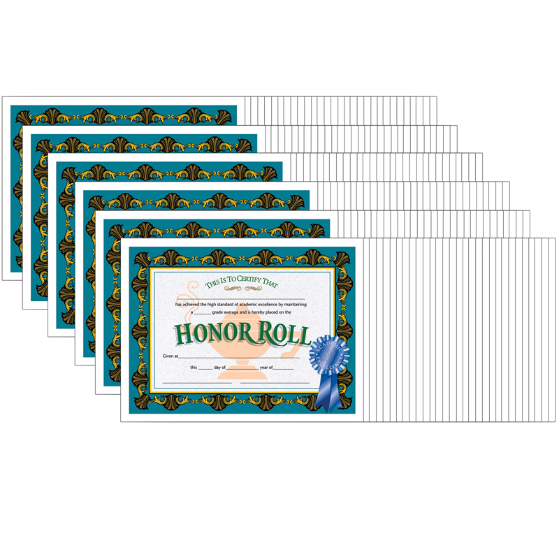 (6 Pk) Certificates Honor Roll Blue