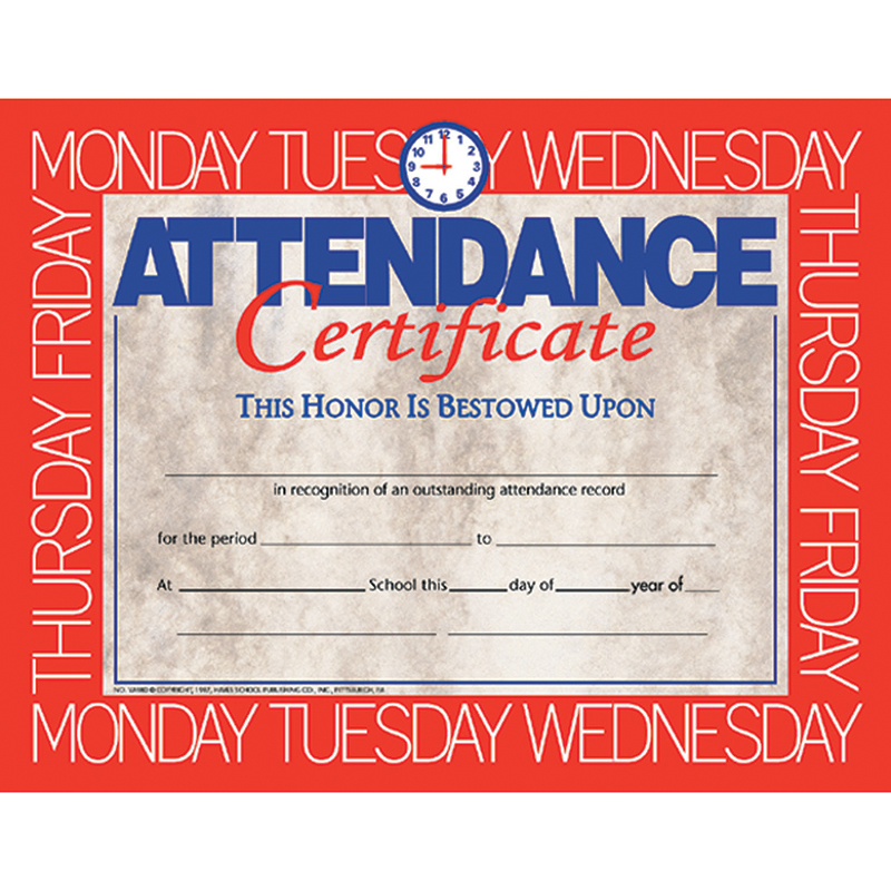 Certificates Attendance 30/Pk