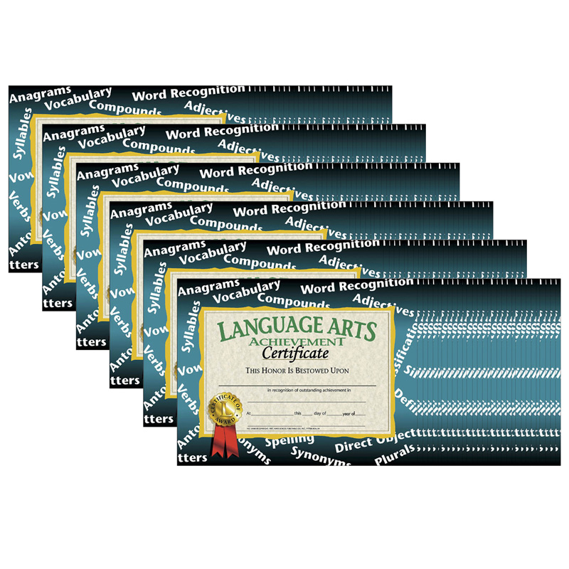 (6 Pk) Certificates Language Arts