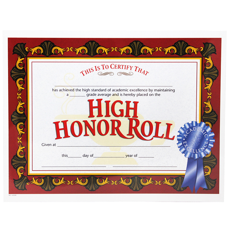 High Honor Roll Award 30/Pk 8.5x11