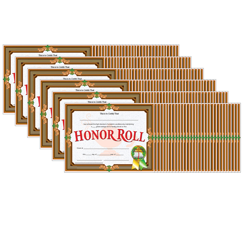 (6 Pk) Certificates Honor Roll