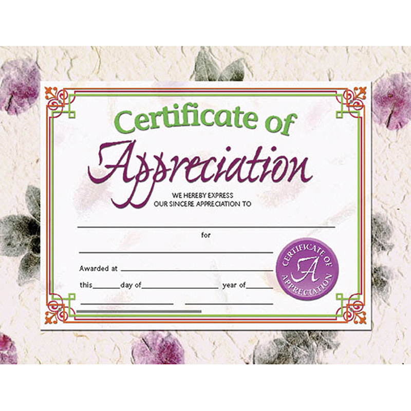 Certificates Of Appreciation 30 Pk