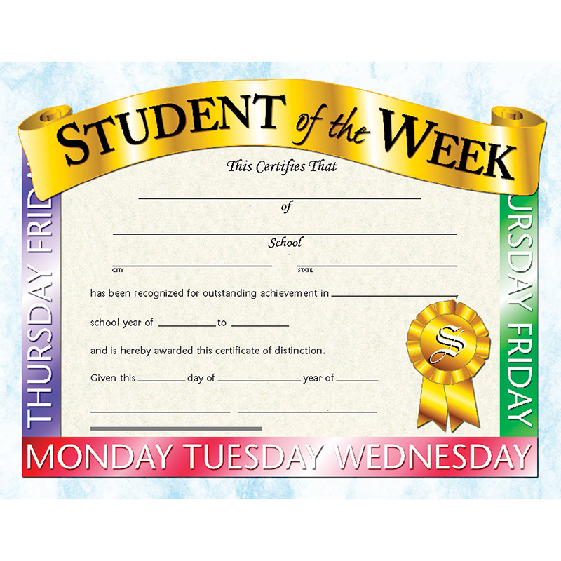 (6 Pk) Student Of The Week Cert