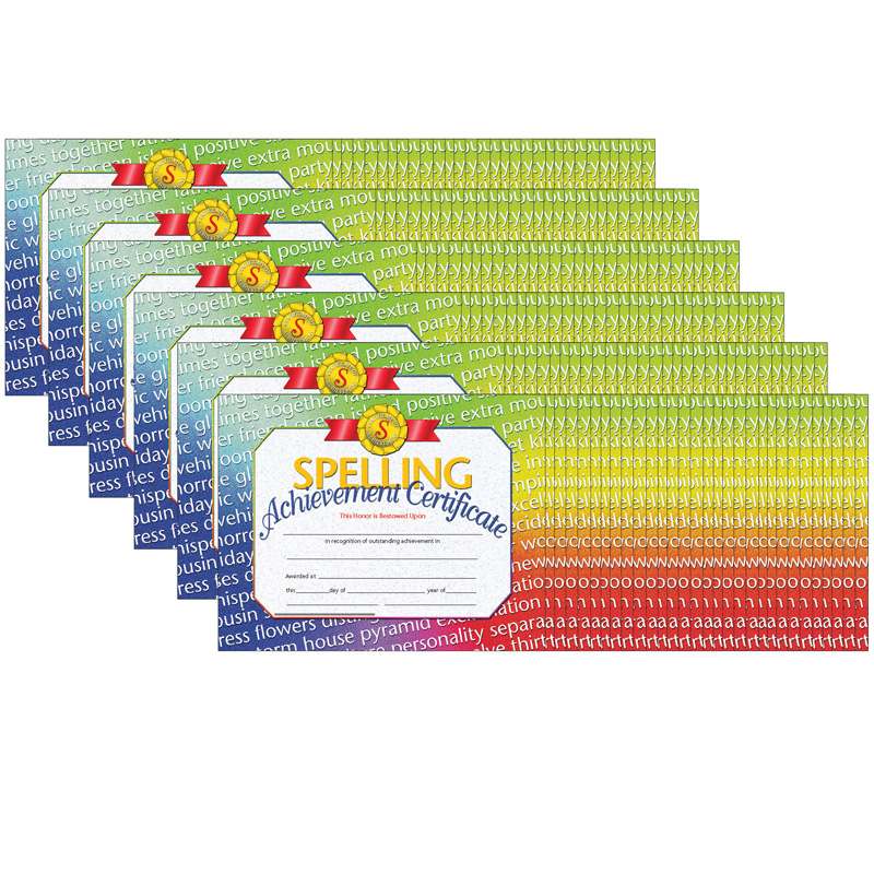 (6 Pk) Spelling Achievement Cert