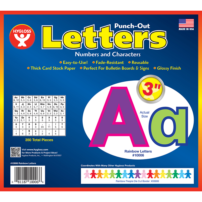 3in Punch Out Letters Rainbow