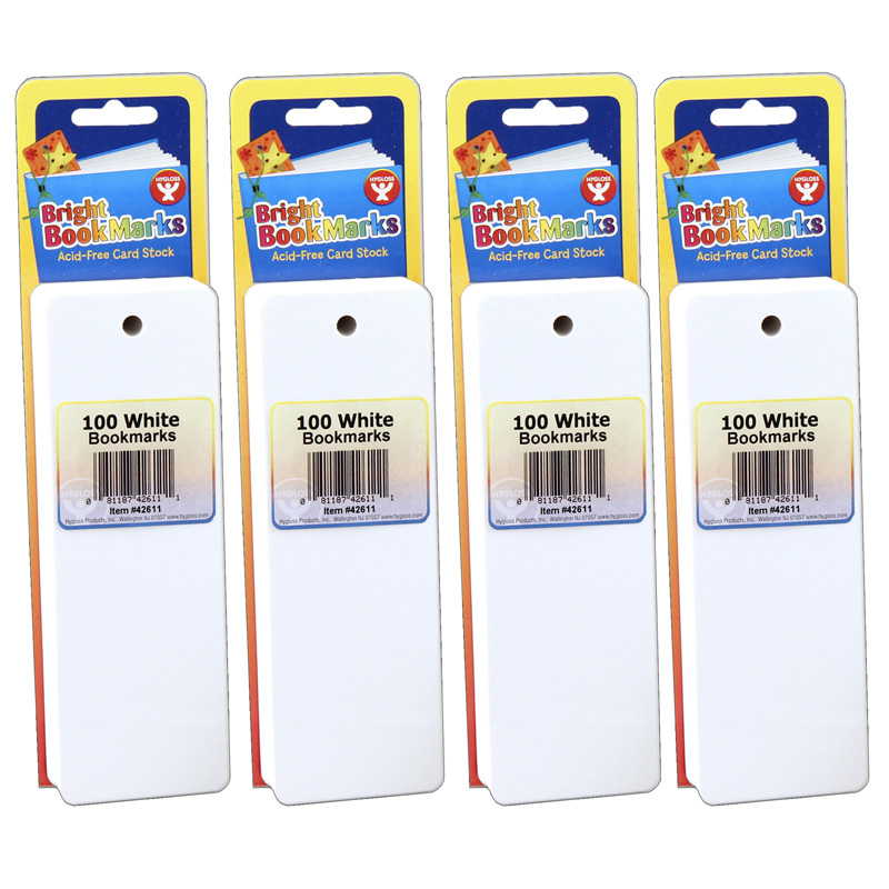 (4 Pk) Bookmarks 2x6 Ultra Wht