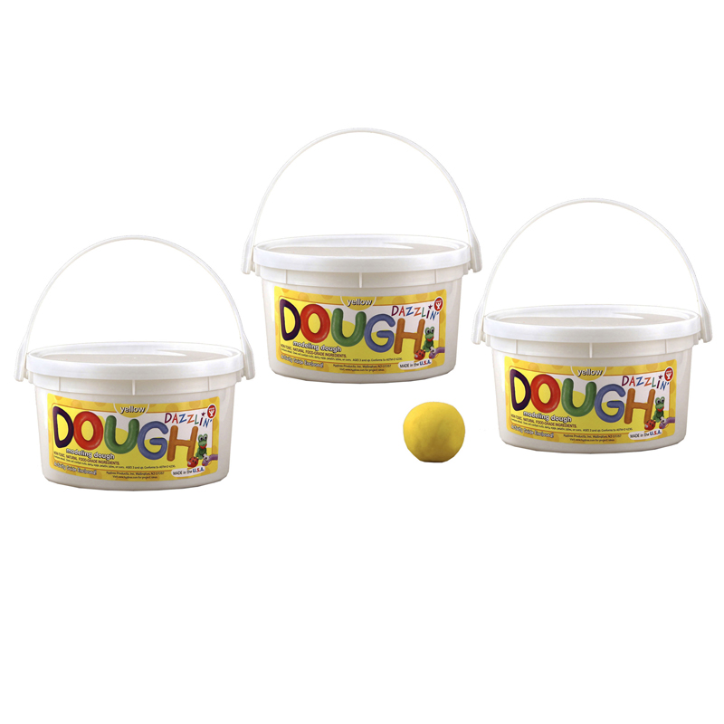 (3 Ea) Dazzlin Dough Ylw 3lb Tub