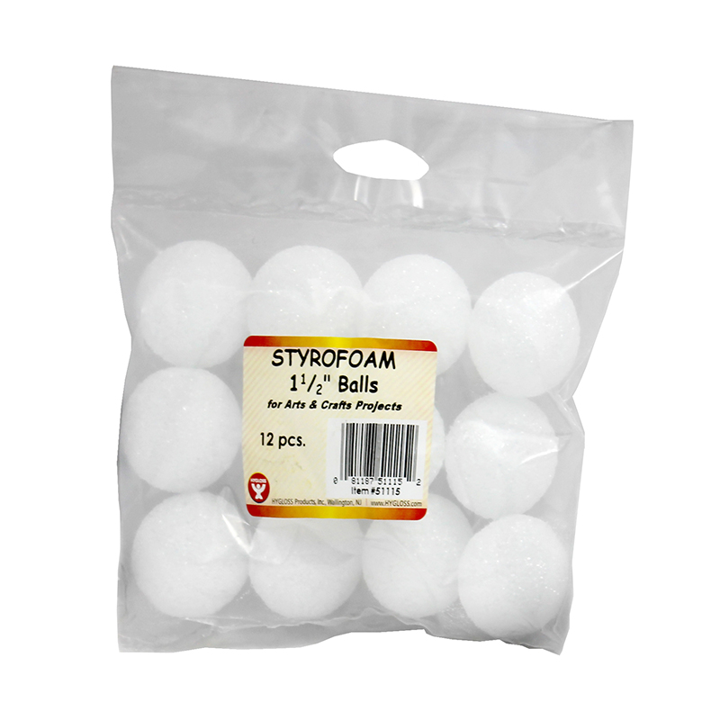 (6 Pk) Styrofoam 1 1/2in Balls
