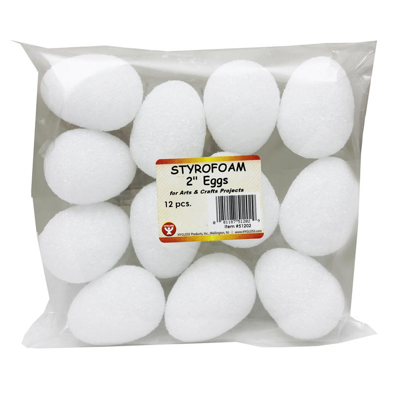 Styrofoam 2in Eggs Pack Of 12