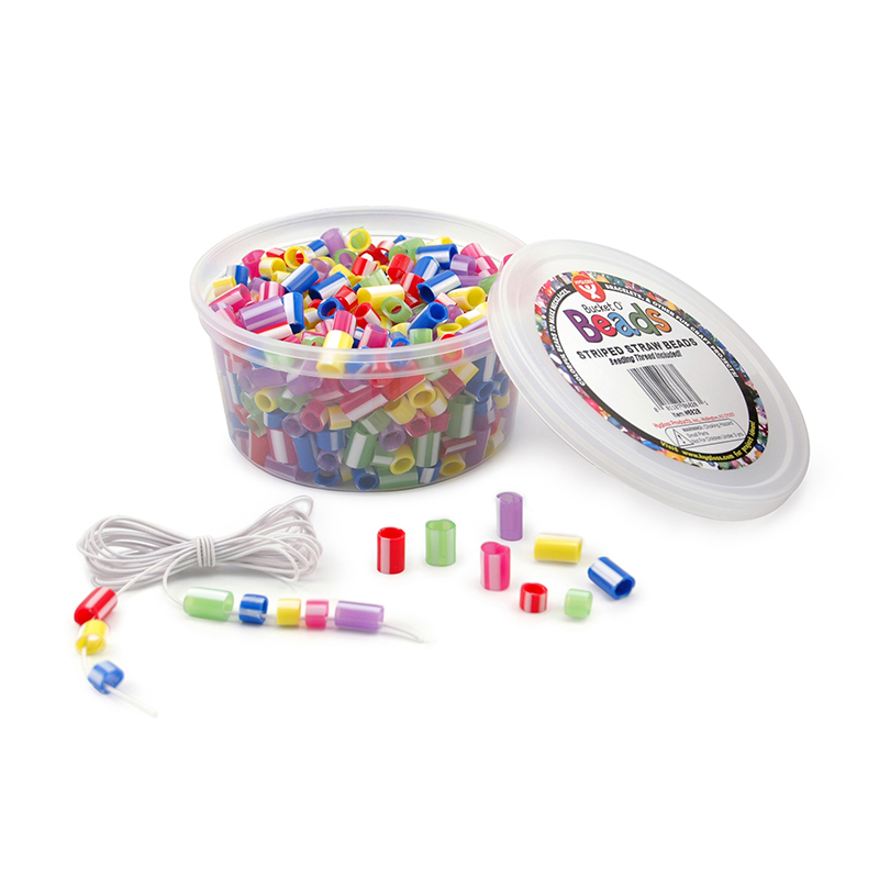 (5 Ea) Striped Straw Beads