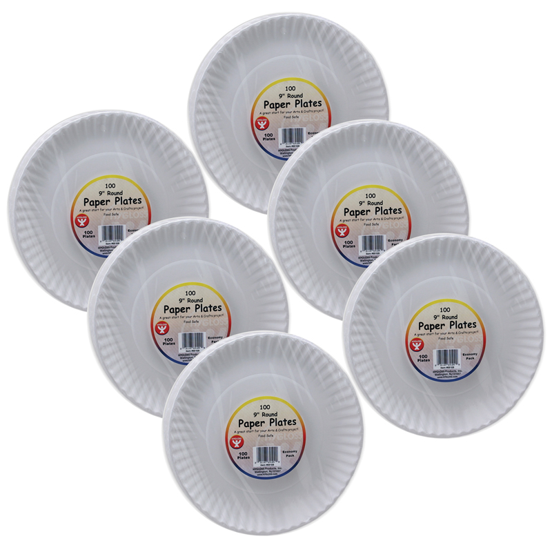 (6 Pk) Paper Plates 9in 100 Per Pk