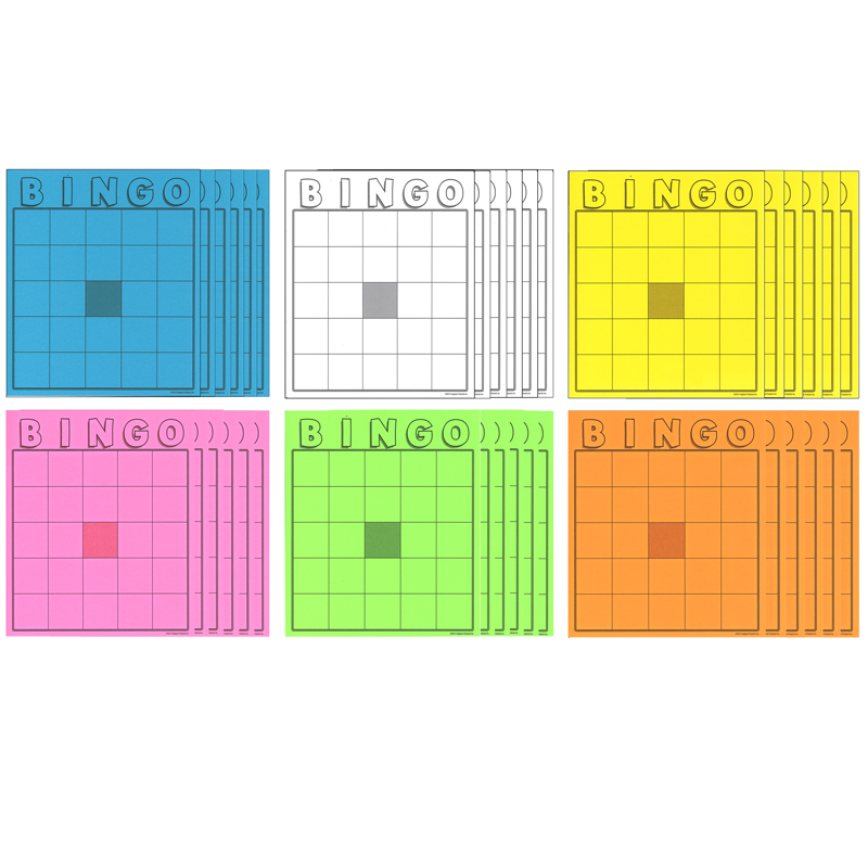 Blank Bingo Cards Assorted Colors