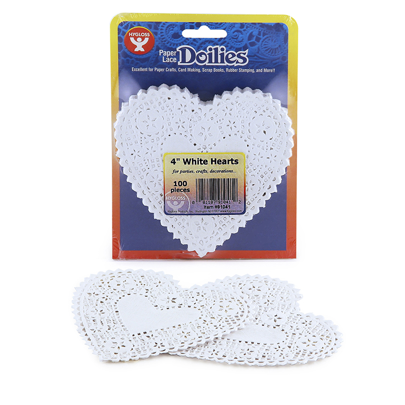 Doilies 4 White Hearts 100/Pk