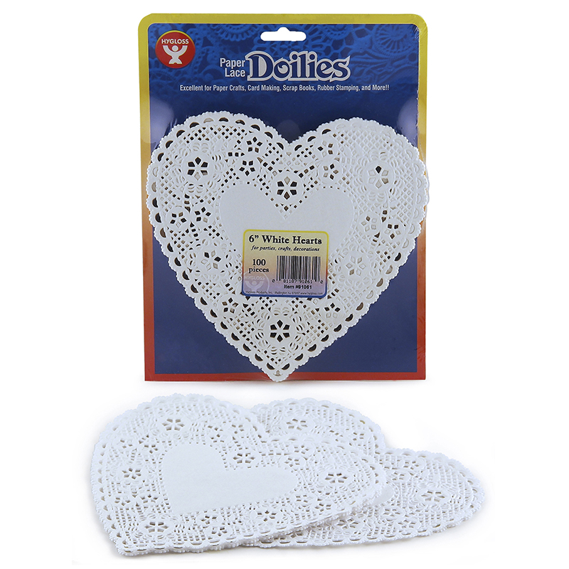 Doilies 6 White Hearts 100/Pk