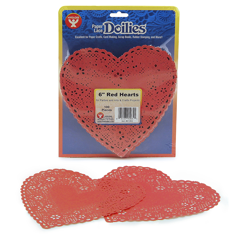 (4 Pk) Doilies 6 Red Hearts