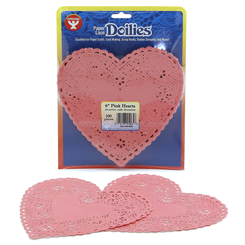 (4 Pk) Doilies 6 Pink Hearts