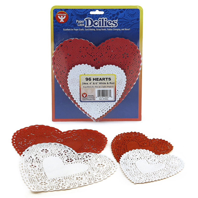 Doilies White & Red Hearts 24 Each