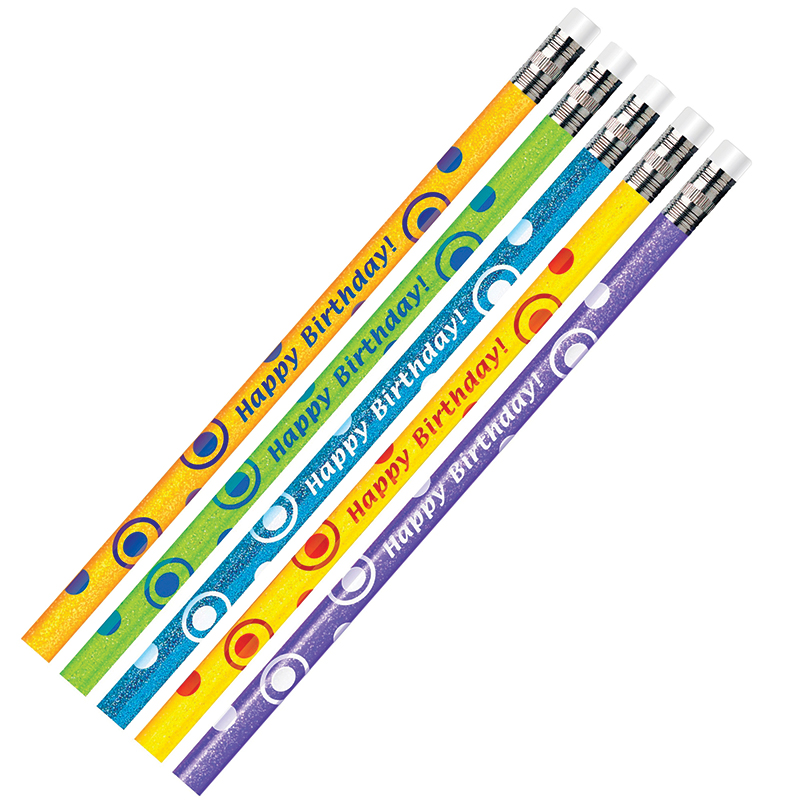 Birthday Glitter Asst Pencils Dozen