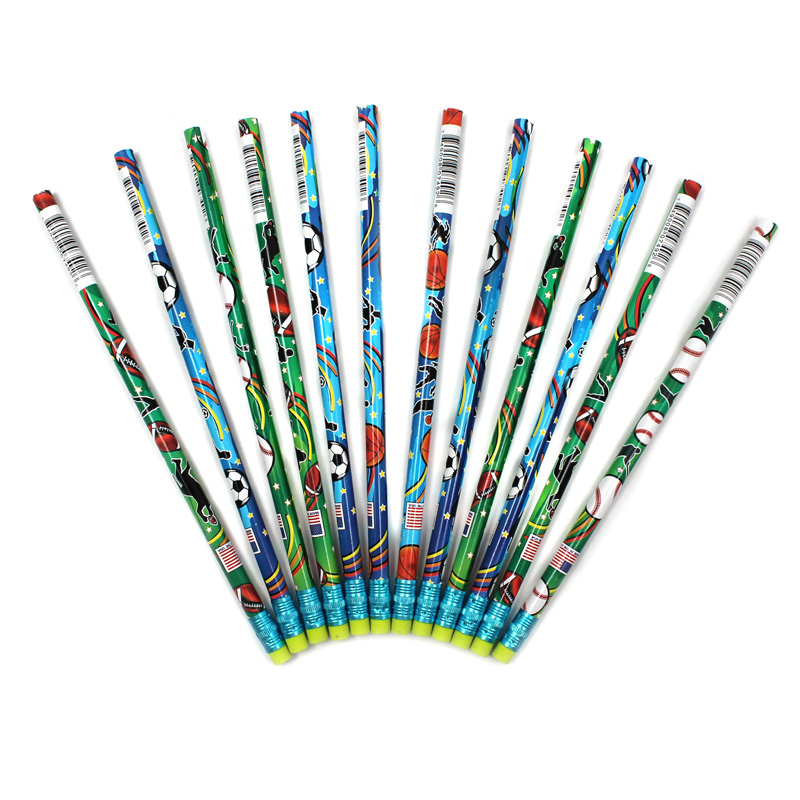 Decorated Pencils Sports Asst 12pk