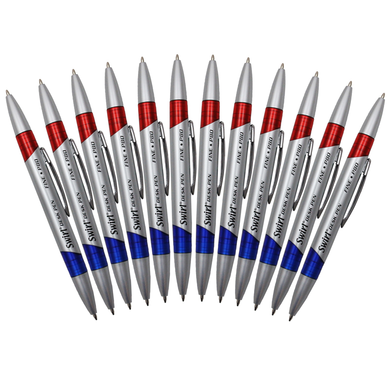 (2 Dz) Swirl Desk Pens Red/Blue