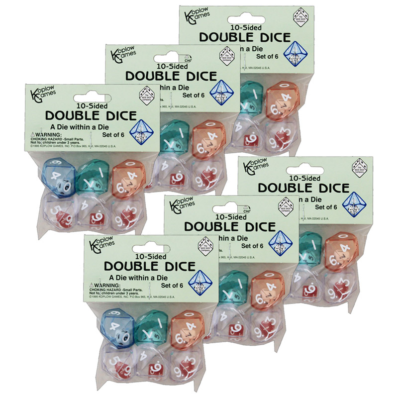 (6 Ea) 10 Sided Double Dice