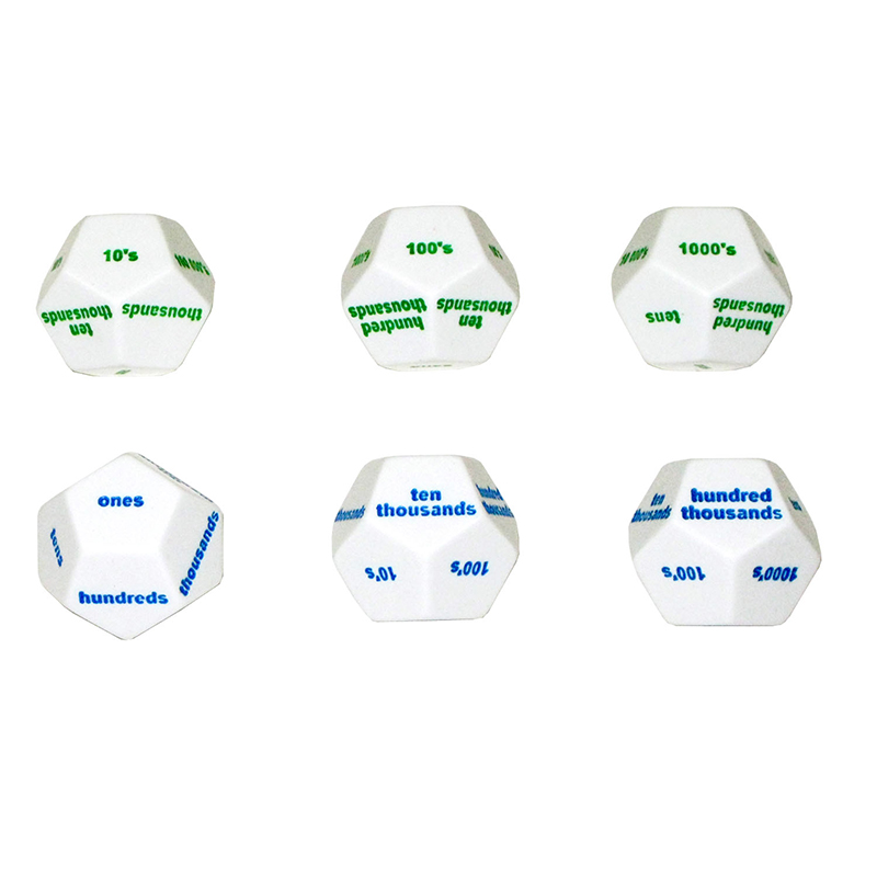 12-Sided Place Value Dice Set Of 6
