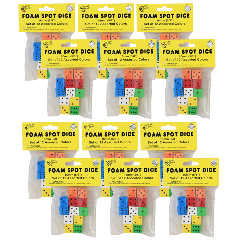 (12 Pk) 16mm Foam Dice 12 Per Pk