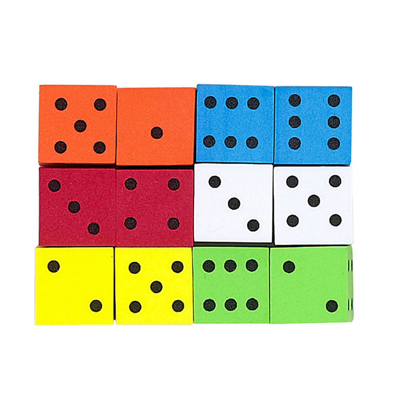 16mm Foam Dice 12pk Assorted Color