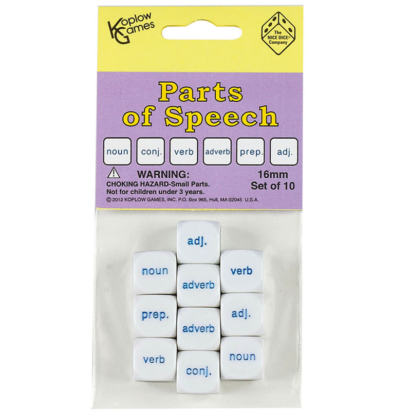 Parts Of Speech Dice Set Of 10