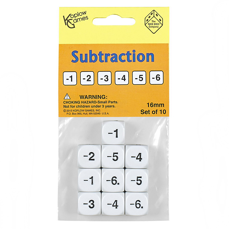 Subtraction Dice Set Of 10