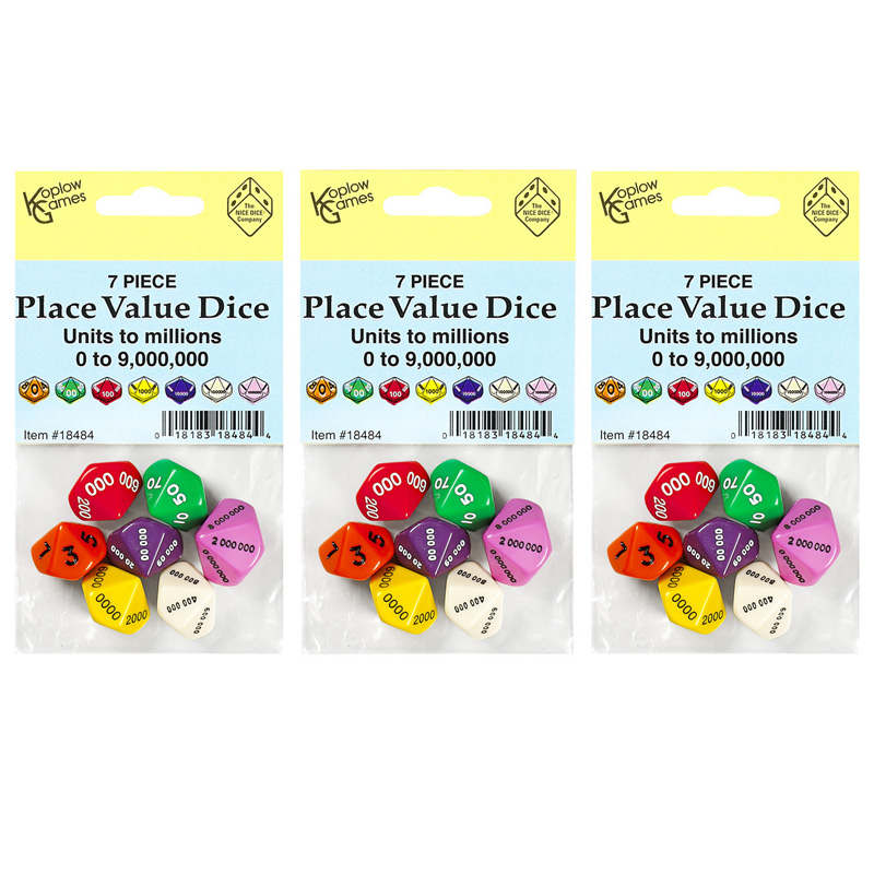 (3 St) Place Value Dice Set 7 Pcs