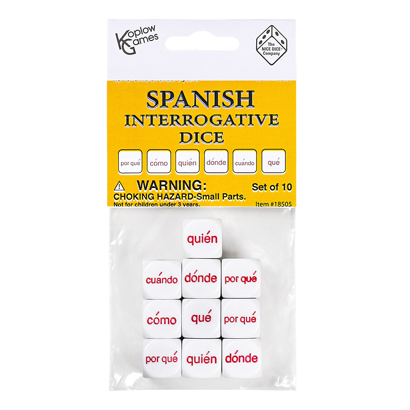 Spanish Interrogative Dice Set 10pc