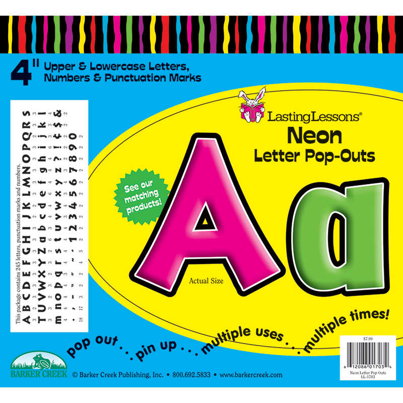 (3 Pk) Neon Letter Pop-Outs