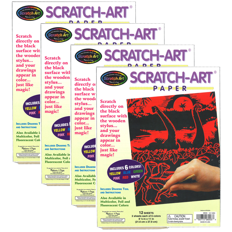 (4 Ea) Scratch Art Solid Colors