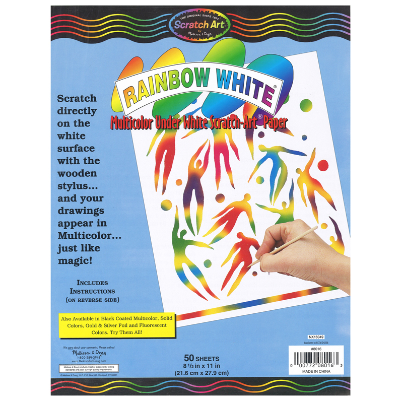 Rainbow White Scratch-Art 50 Sht