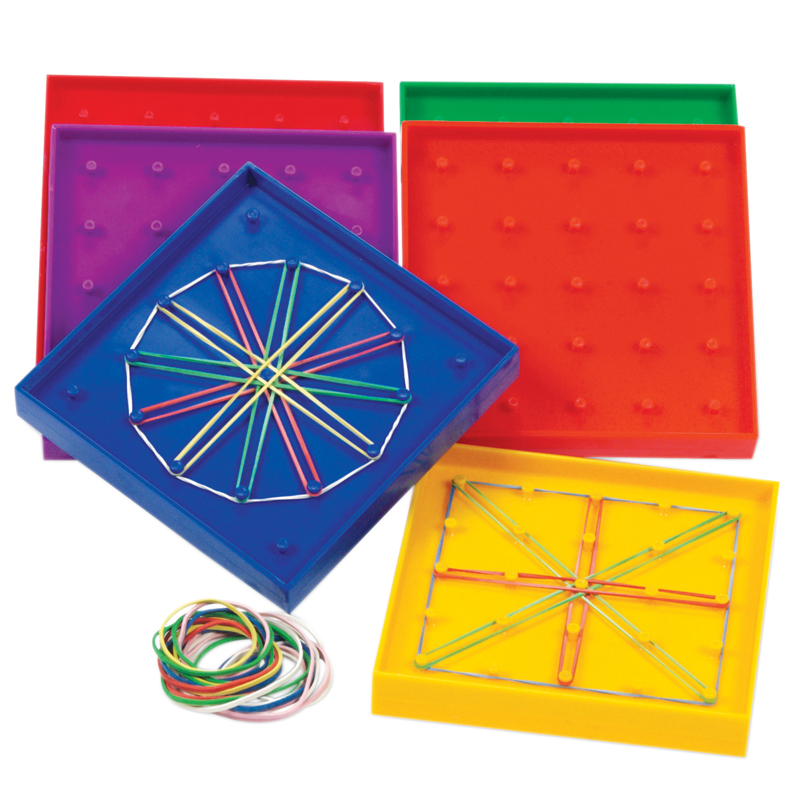 Geoboard Double-Sided Rainbow 6-Pk