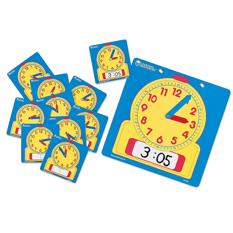 Write-On/Wipe-Off Clocks 10/Pk