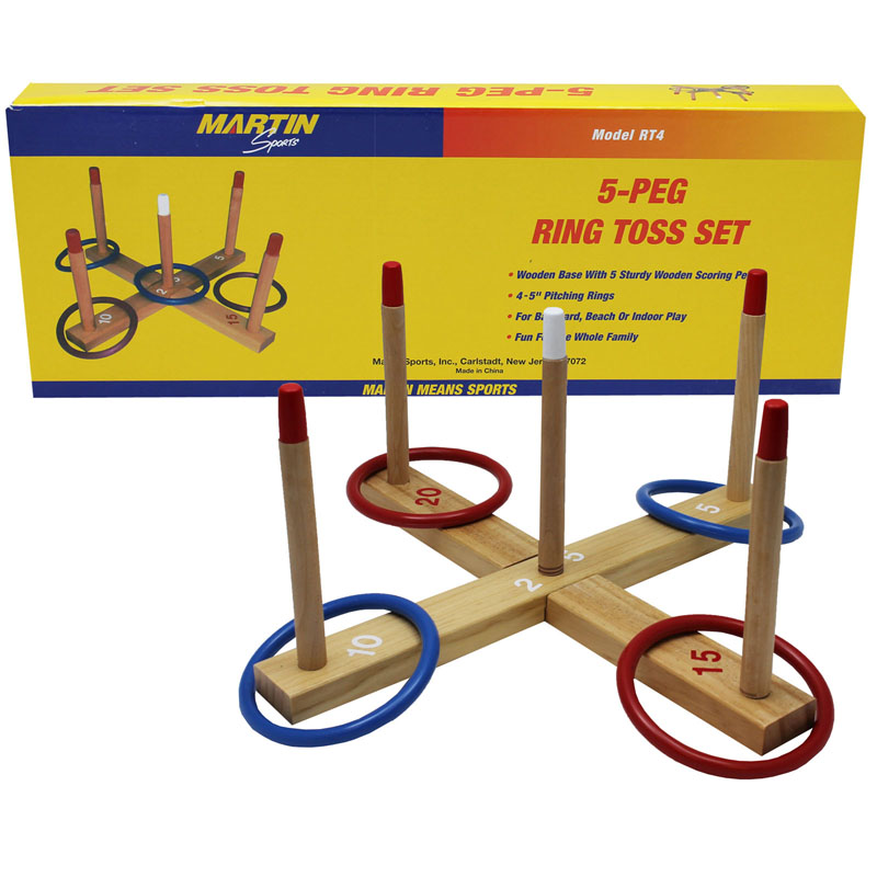 Ring Toss Game 5-Peg Base Wood