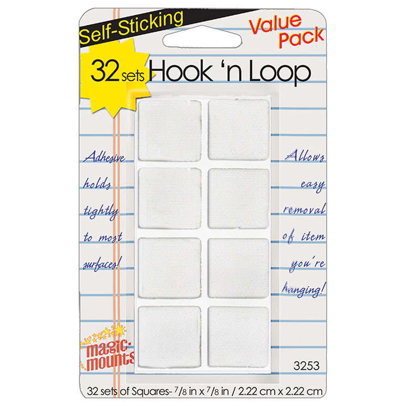 Hook N Loop 7/8in Squares 32 Sets